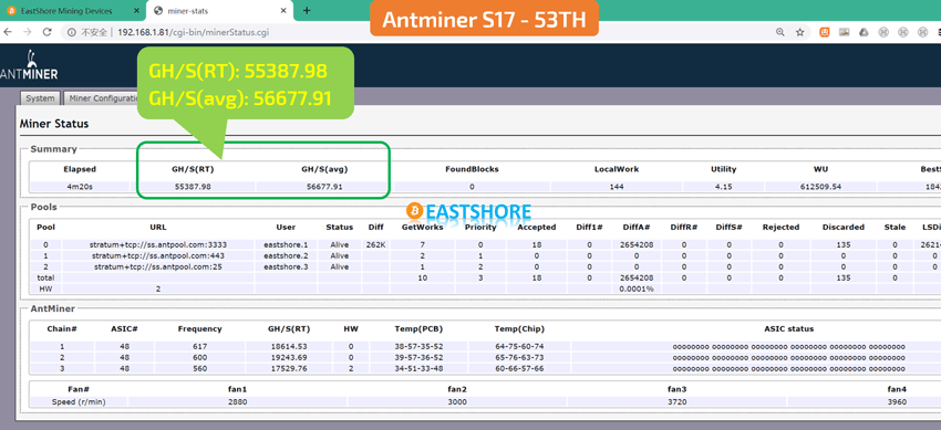 Antminer S17 7nm Bitcoin Miner Speed Test